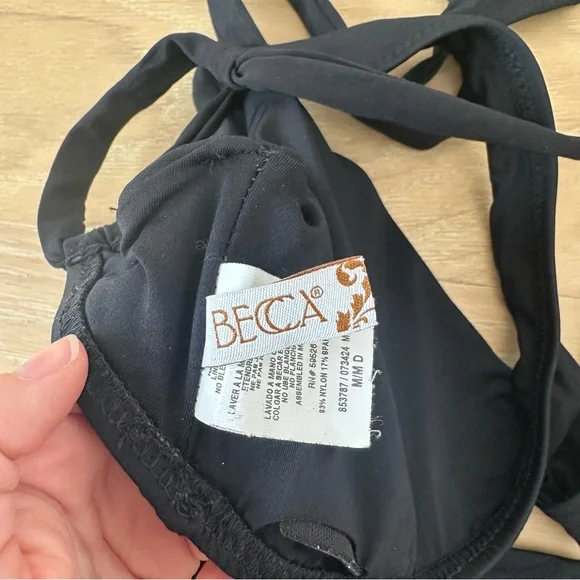 Becca Color Code Surplice Wrap bikini top and bottom black size medium D Swim - Picture 11 of 12